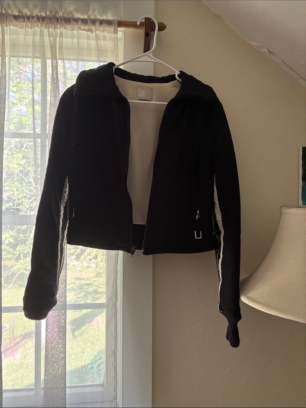 Roffe Black Zip-Up Hooded Jacket with White Stripe Detail